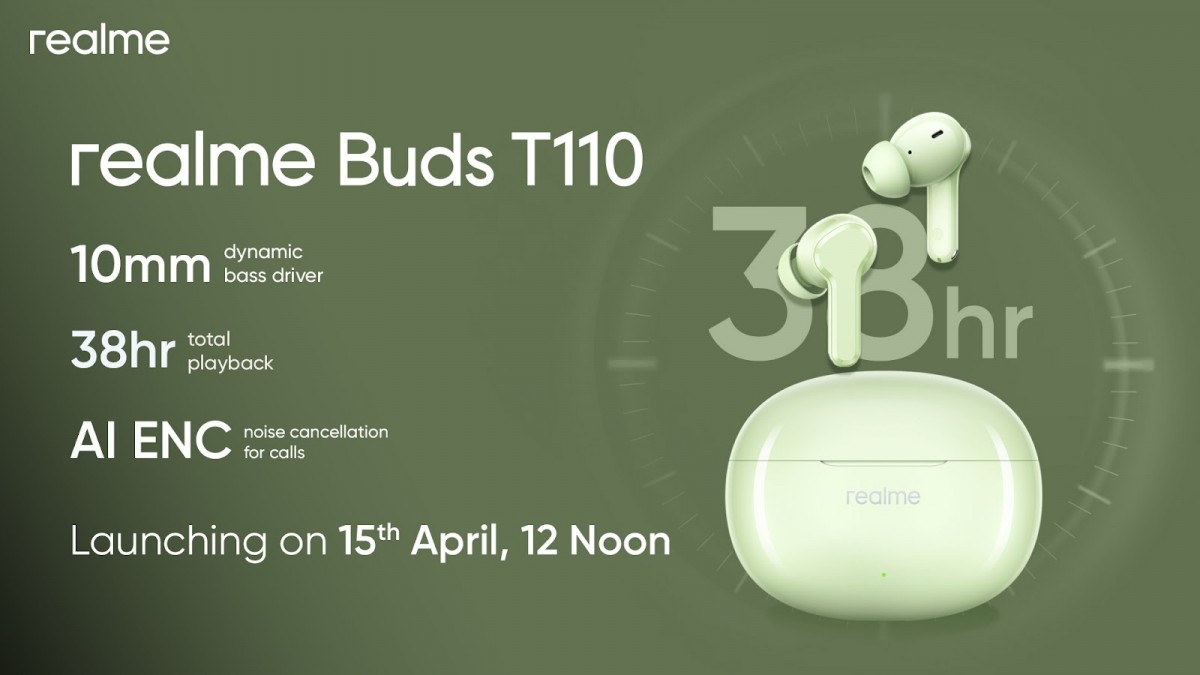 Realme Buds T110 TWS earphones launching in India on April 15